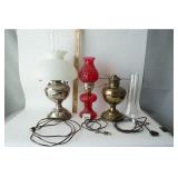 3 Electrified Oil Lamps