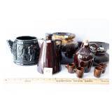 9 Brown Stoneware/Pottery Pieces