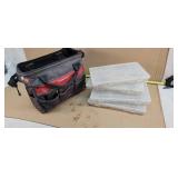 Plastic tray organizers & husky tool bag