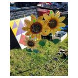 3- Tin Sunflower Decor Sticks  22-32'