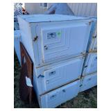 1- Vintage Metal 3 Tier Locker Cabinet 24x30x46t