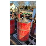 55 Gallon Barrel of Farm Motor Oil 1/2 Full