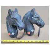 2- Cast Iron Horse Head Post Toppers