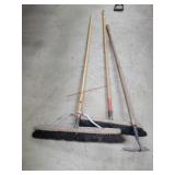 2- Vintage Shop Brooms & Hoe