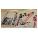 Pipe wrenches, screw drivers and more