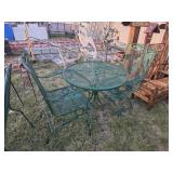 31' Round Patio Table with 2- Spring Chairs