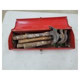 Coast to Coast Metal Toolbox and 6 hammers