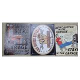 3 Decorative Tin Signs