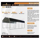 20' x 11' W Metal Carport, 9'H, 352.7 LBS