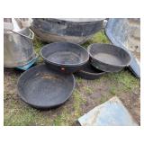 17' Rubber Feeding Pans, well used