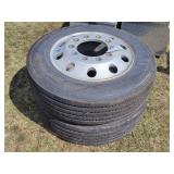 2- Alcoa Aluminum Semi Rims & Tires - 255/70R22.5