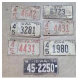 7- Vintage Iowa License Plates