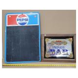 Vintage Pepsie Tin Sign & Bar Mirror