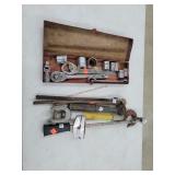 Small metal box with Sockets and other misc.