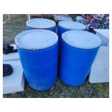 4- Plastic 55 Gallon Barrels