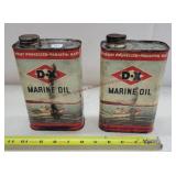 D-X Marine Oil Cans, Partially Full