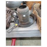 10' Cast Iron Skillet & tin Tea Kettle