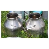 2- Stainless Delaval Milk Buckets 15"t