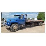 1989 Ford F800F 25ft Rolloff Flatbed Truck