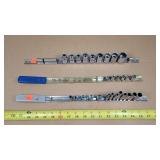 3 - Socket Rail Holders w/ Sockets
