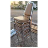 6- Vintage Brown Padded Stacking Chairs