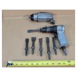 Air Hammer w/ 5 - Chisel Drill Bits & Air Impact