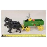 Cast Iron John Deere Wagon and Team