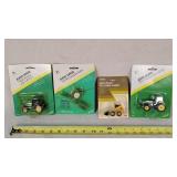 4 Pcs of 1/64 John Deere Tractors, Loader, &