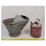 Vintage Coal Bucket & Gas Can