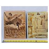 2- Vintage Soap Glass Art Panels 8x10
