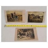 3- Vintage Native American Glass Art Panels 5x7