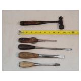 4- Antique Screwdrivers & Hammer