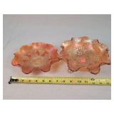 2- Carnival Glass Grape & Cable Bowls 7.5'