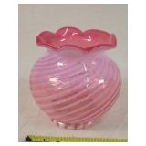 Fenton cranberry / white swirl Vase 5't