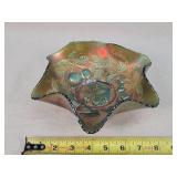 Fenton GREEN Grape & Leaves 8' ruffle bowl