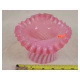 Fenton cranberry / white swirl Vase 6' Dia
