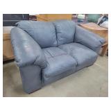 Blue Leather Loveseat  72'W x 39'D