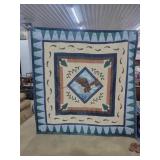 Hand Stitched Eagle Quilt & Pillow Case  80'W x