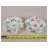 2- Hand Painted Fenton 5.5' Ruffle Bowls