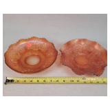 Fenton Peacock & Orange Tree Carnival Bowls 8'