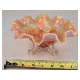 Cherry Dugan Peach Opalescent Carnival Bowl 8'