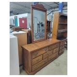 Oak Dresser w/ Mirror,  62'W x 32'H x 18'D