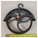 Antique 9' Steel Pulley - Cracked spoke
