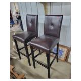 2- Leather Bar Chairs, 31' H at seat