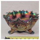 10' Northwood Grape & Cable carnival glass footed