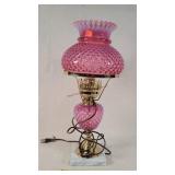 Fenton cranberry / white Hobnail Lamp 18't