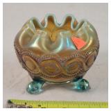 1910's 'Beaded Cable' Aqua Opalescent Vase