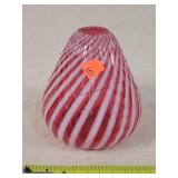 Fenton cranberry / white swirl Vase 5't