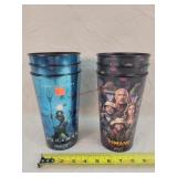 Plastic Theater Cups - 3 - Aquaman & 3 - Jumanji