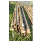 11- Treated Wooden Fence Posts 8-10ft. Long